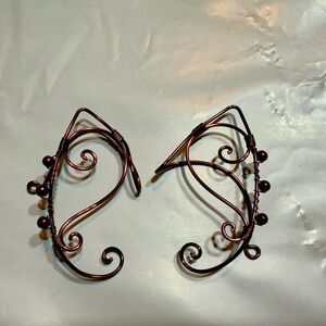 Burgundy Wire Wrapped Elf Ear Cuffs